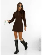 Sukienki - Sweterkowa mini sukienka NOVALIA - czekoladowa - miniaturka - grafika 1