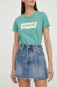 Spódnice - Levi's spódnica jeansowa kolor niebieski mini ołówkowa - miniaturka - grafika 1
