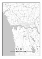 Plakaty - Plakat, Porto mapa czarno biała, 70x100 cm - miniaturka - grafika 1