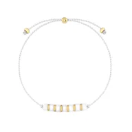 Bransoletki - Bransoletka sznurkowa z białą masą perłową i złotymi akcentami - miniaturka - grafika 1