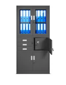 Inne meble biurowe - Szafa metalowa Filip z sejfem: antracytowa 90x185 cm, na dokumenty, z szufladami - miniaturka - grafika 1