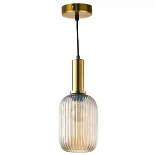 Polux Loftowa LAMPA wisząca SUFFOLK 317353 plisowany ZWIS tuba szklana nad łóżko bursztynowa 317353 - Lampy sufitowe - miniaturka - grafika 1