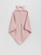 Buciki dla niemowląt - Reserved - Bawełniany ręcznik z kapturem - brudny róż - miniaturka - grafika 1
