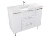 Szafki łazienkowe - Szafka Stojąca Z Umywalką ATH 100 cm D - Biały Mat - Uchwyty Stal Szczotkowana - miniaturka - grafika 1