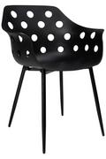 Krzesła - King Home Krzesło czarne z podłokietnikami JASON polipropylen, metalowe czarne nogi CHE-012 - miniaturka - grafika 1
