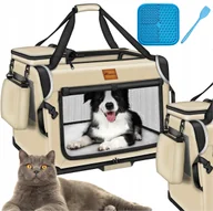 Torby podróżne - Transporter Kojec Dla Psa Składany Torba Podróżna Beżowy XL 83x58x58 cm - miniaturka - grafika 1