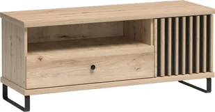 Minio, szafka pod TV "CALI 7", listwy, 124 cm, z metalowymi nogami, dąb Artisan / kolor czarny - Szafki RTV - miniaturka - grafika 1