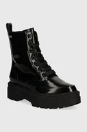 Botki damskie - Tommy Hilfiger botki FLAG RAIN LACE UP BOOT damskie kolor czarny na platformie FW0FW07953 - miniaturka - grafika 1