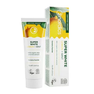 PASTA DO ZĘBÓW SUPER WHITE Z FLUOREM ECO 75 ml - NORDICS - Woda - miniaturka - grafika 1