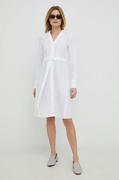 Sukienki - Calvin Klein sukienka lniana kolor biały mini prosta - miniaturka - grafika 1