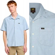 Koszule męskie - Lee RESORT SHIRT Chambray LUŹNA LEKKA BŁĘKITNA KOSZULA KRÓTKI RĘKAW S - miniaturka - grafika 1