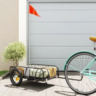 vidaXL Przyczepka rowerowa, czarna, 122x53x31 cm, żelazna - Przyczepki rowerowe - miniaturka - grafika 1