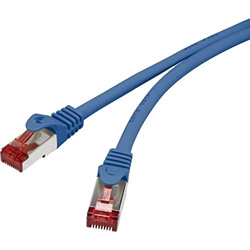 Renkforce RF-4737372 RJ45 Kabel sieciowy, kabel krosowy CAT 6 S/FTP 25,00 cm niebieski z grzechotką, pozłacane styki, ognioodporne 1 szt