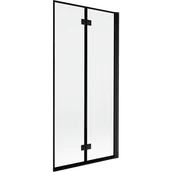 Parawany nawannowe - Mexen Mist parawan nawannowy 2-skrzydłowy prawy 90 x 150 cm, czarna ramka, czarny - 8A9-090-002-70-70-P - miniaturka - grafika 1
