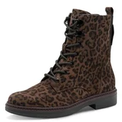 Kozaki damskie - TAMARIS Damskie buty Comfort Lace Boot Flat Półdługie kozaki, Dark Leopard, rozmiar 36 EU, Dark Leopard, 36 EU - miniaturka - grafika 1