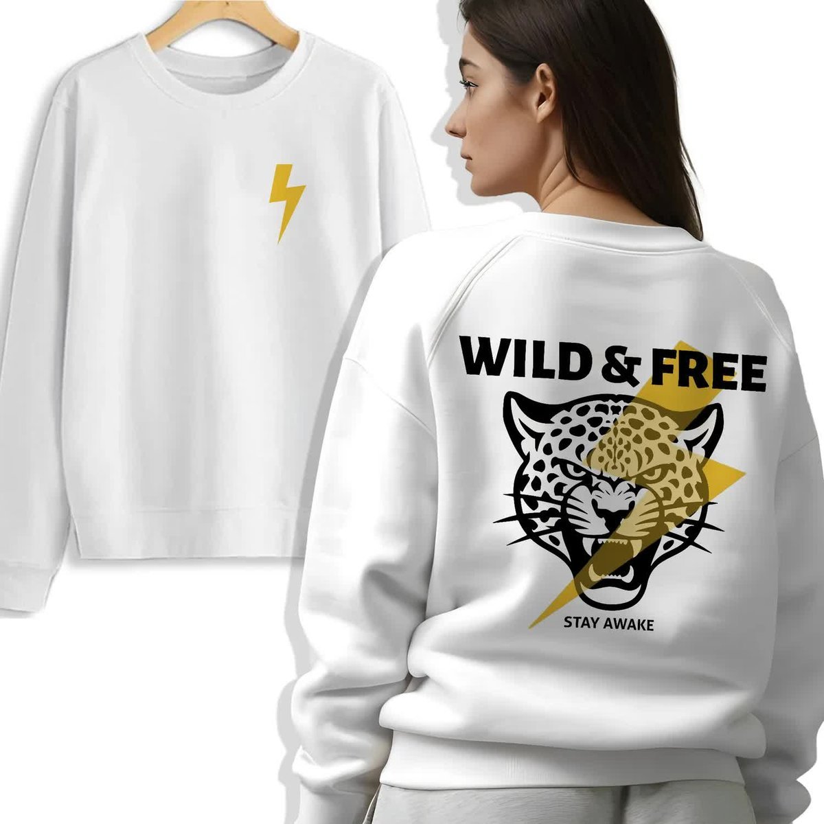 Biała Bluza Dresowa Damska WILD & FREE Stylowa Dla Odważnych Piękna Rozm S