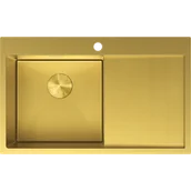 Zlewozmywaki - Mexen Exar zlewozmywak stalowy 1-komorowy z ociekaczem lewy 780 x 480 mm, złoty HC - 6433781010L-55HC - miniaturka - grafika 1