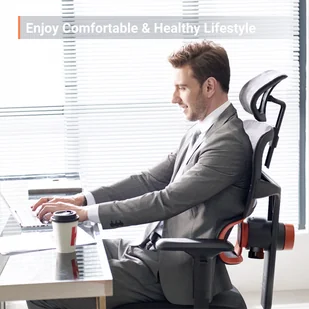 Fotel biurowy, krzesło biurowe Krzesło Ergonomiczne NEWTRAL NT001 Adaptacyjne Wsparcie Krzyża, Regulowane Podłokietniki Zagłówek, Nylonowa Podstawa - Fotele i krzesła biurowe - miniaturka - grafika 8