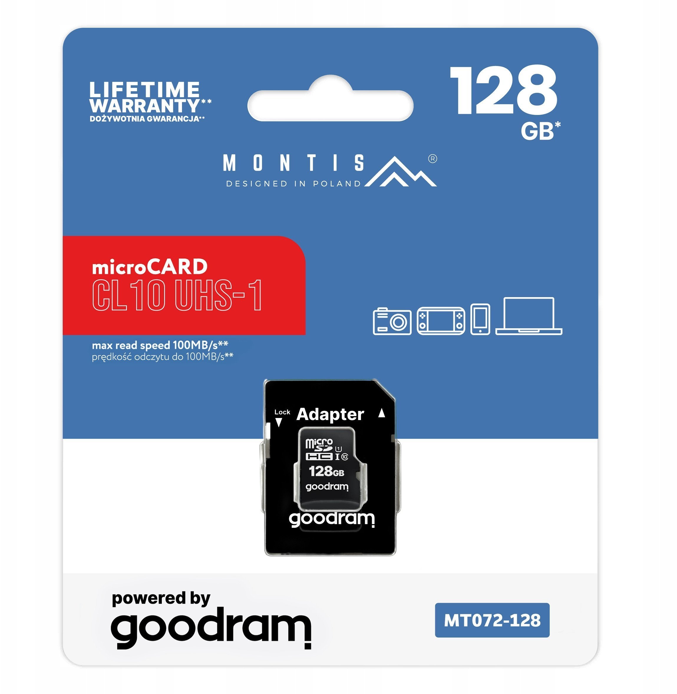 microSD 128GB CL10+adapter MT072-128 Montis by Goodram