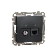 Gniazdka elektryczne - Schneider Gniazdo TV + RJ45 (kat.6 UTP) SEDNA Design & Elements antracyt - miniaturka - grafika 1