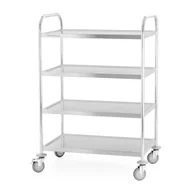 Wózki na żywność - Wózek kelnerski 4-półkowy ze stali nierdzewnej, uchwyt o profilu okrągłym, 860x540x1260 mm TECHNICA, Silver Line - miniaturka - grafika 1