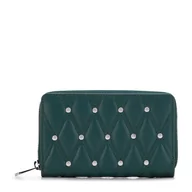 Portfele - Damski portfel skórzany pikowany z nitami średni zielony - miniaturka - grafika 1