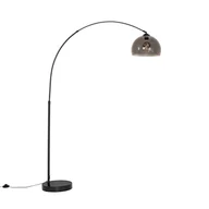 Lampy stojące - QAZQA Nowoczesna lampa łukowa czarna z dymionym szkłem - Arc - miniaturka - grafika 1
