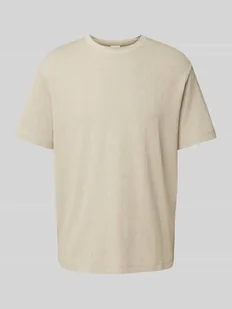 T-shirt z prążkowanym okrągłym dekoltem - Koszulki męskie - miniaturka - grafika 1