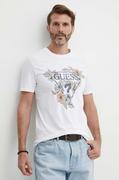 Koszulki męskie - Guess t-shirt bawełniany FLOWERS męski kolor biały z nadrukiem M4GI11 I3Z14 - miniaturka - grafika 1