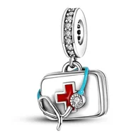 Wisiorki - Zawieszka SREBRO 925 Charms koralik do PANDORA Apteczka Stetoskop Lekarz Medyk - miniaturka - grafika 1