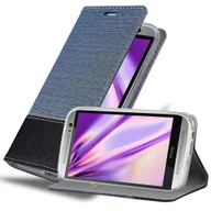 Etui i futerały do telefonów - Etui Cadorabo do HTC ONE M8 w kolorze DARK BLUE BLACK Etui na telefon komórkowy z magnetycznym zamknięciem, funkcją podstawki i miejscem na karty Etui Etui ochronne Etui z klapką w stylu książki - miniaturka - grafika 1