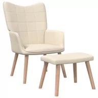 Fotele - vidaXL Fotel z podnóżkiem 62 x 68,5 x 96 cm kremowy obity tkaniną 327932 - miniaturka - grafika 1