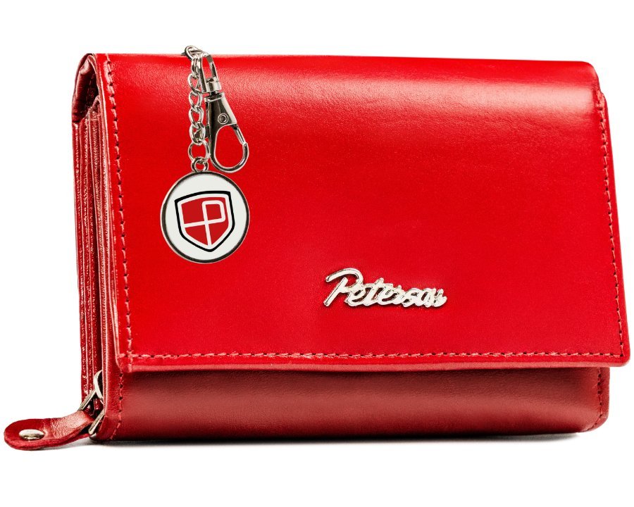 Portfel damski skórzany PETERSON ochrona RFID średni pojemny dokumenty zestaw na prezent + brelok