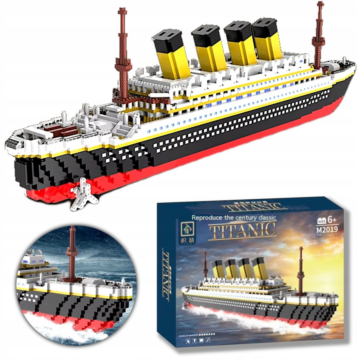 DUŻY MODEL TITANIC Z KLOCKÓW 3800 ELEMENTÓW PREZENT DEKORACJA DIKOM