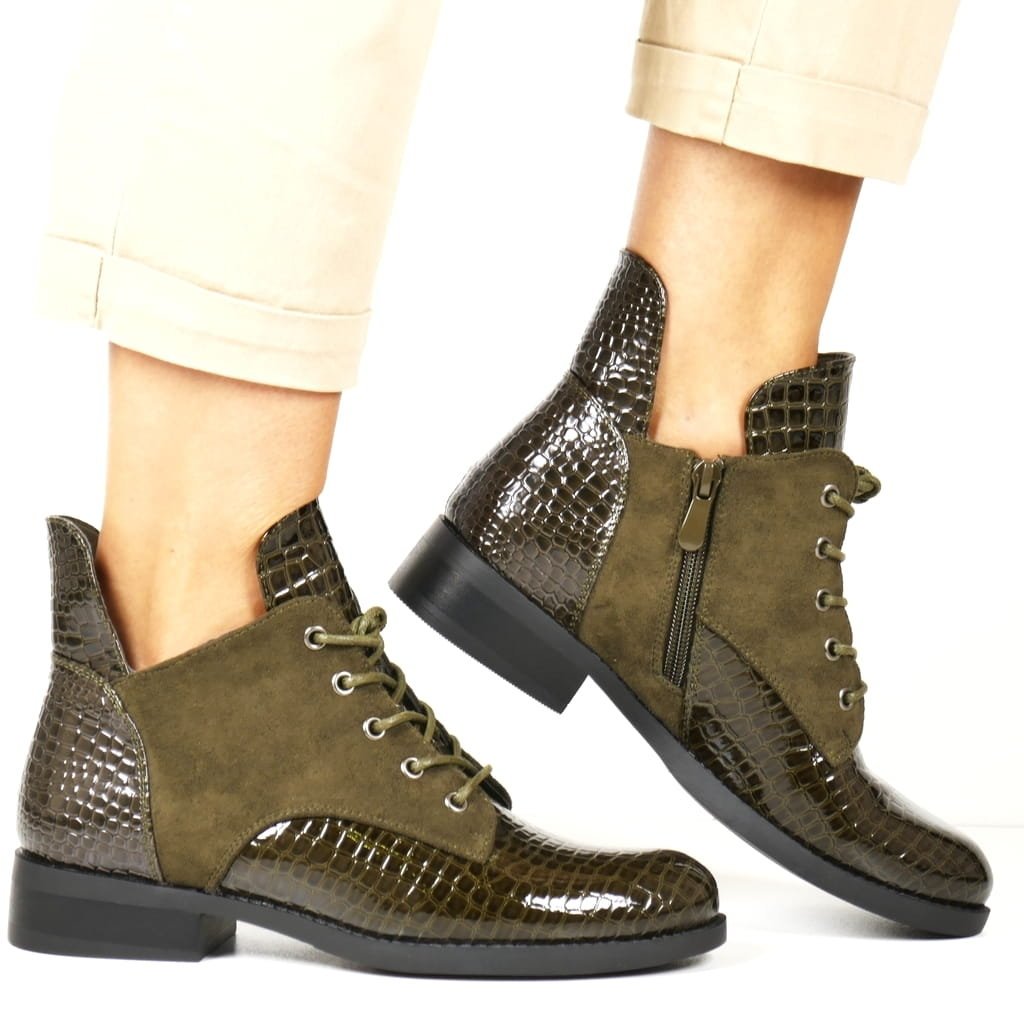 DAMSKIE BOTKI NA PŁASKIEJ PODESZWIE VINCEZA 16477 ZIELONE