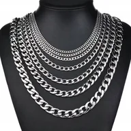 Łańcuszki - Srebrny Łańcuszek Naszyjnik Kubański 5 mm Długość 60 cm Pancerka Ze Stali - miniaturka - grafika 1