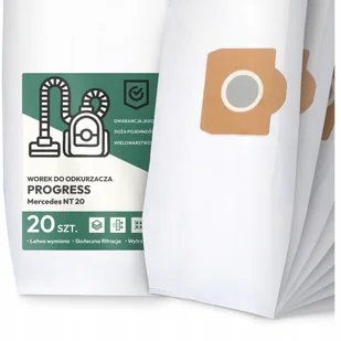 20x Worek do Odkurzacza Progress Mercedes Nt 20 Syntetyczny Pojemny Worki - Worki do odkurzaczy - miniaturka - grafika 1