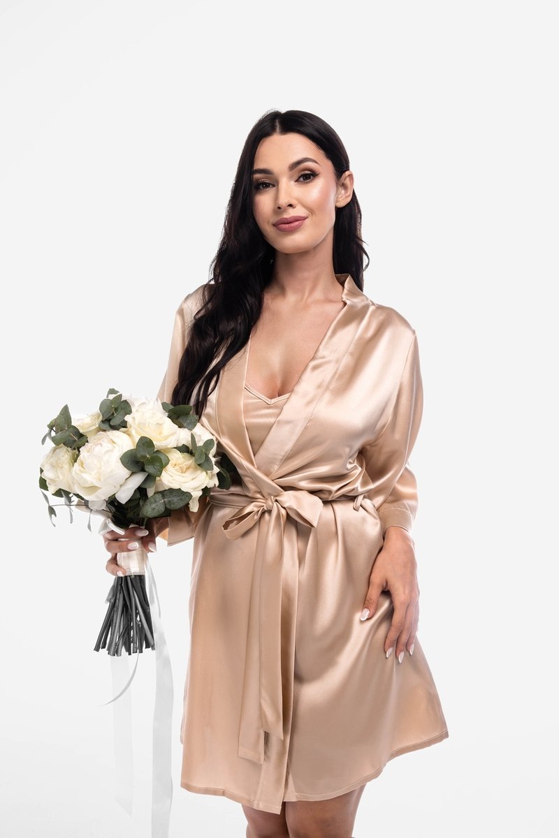 Zestaw Silk Empress Duo Short – jedwabna koszulka nocna i krótki szlafrok