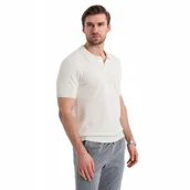 Koszulki męskie - Modna bawełniana koszulka męska polo złamana biel Ombre OM-POSS-0117 V4 M - miniaturka - grafika 1