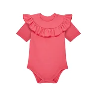 Body dla niemowląt - Body z falbanką koralowe, krótki rękaw 74 - miniaturka - grafika 1