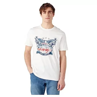 Koszulki męskie - Wrangler T-shirt męski Americana Tee, biały (Whisper White), M - grafika 1