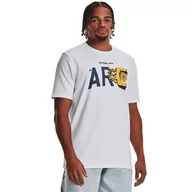 Koszulki sportowe męskie - Męski t-shirt z nadrukiem Under Armour Curry Arc Short Sleeve - biały - UNDER ARMOUR - miniaturka - grafika 1