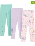 Legginsy - COOL CLUB Legginsy (3 pary) w kolorze jasnoróżowym, fioletowym i turkusowym - miniaturka - grafika 1
