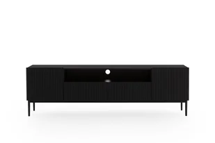 Szafka RTV Nicole 200 cm z wnęką  - czarny mat / czarne nóżki - Szafki RTV - miniaturka - grafika 4