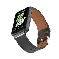Akcesoria do smartwatchy - opaska pasek bransoleta LEATHER Samsung Galaxy FIT 3 czarna - miniaturka - grafika 1