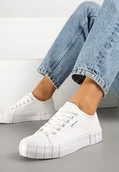 Trampki damskie - Białe Trampki na Tłoczonej Platformie Maivoria - Renee - miniaturka - grafika 1