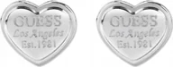 Kolczyki - Kolczyki GUESS serca napis guess biała stal eleganckie na prezent modne - miniaturka - grafika 1