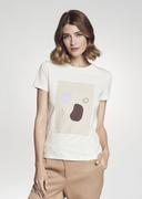 Koszulki i topy damskie - Bawełniany kremowy T-shirt damski - miniaturka - grafika 1