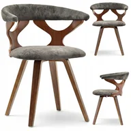 Krzesła - Krzesło Obrotowe Z Drewna Giętego Skóry Bonito Orzech Tkanina Beż - miniaturka - grafika 1