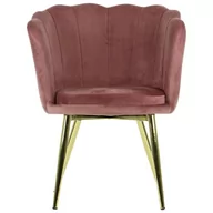 Krzesła - Krzesło tapicerowane do salonu, jadalni i restauracji HTS-D41AG - łososiowy, stelaż złoty - miniaturka - grafika 1